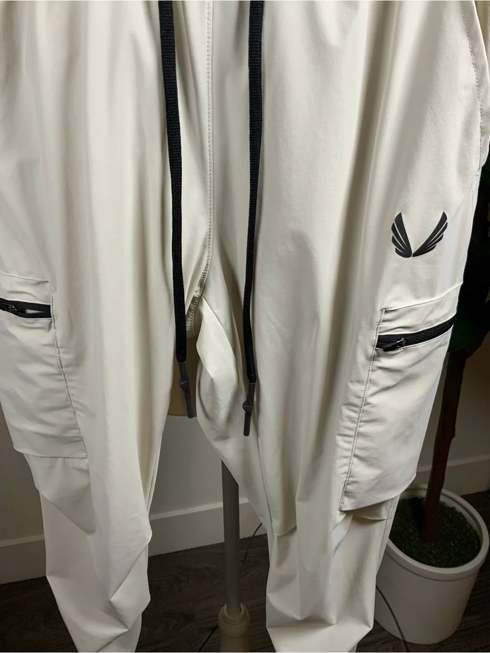 ASRV Cream Cargo Joggers with Black Accents